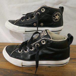 Converse black leather high tops
